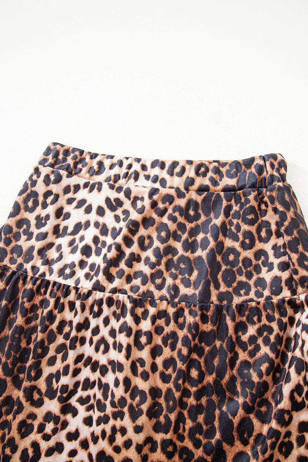 Leopard Print Tiered Mini Skirt Elastic Waist Casual