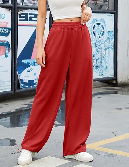 High Waist Drawstring Wide Leg Lounge Pants