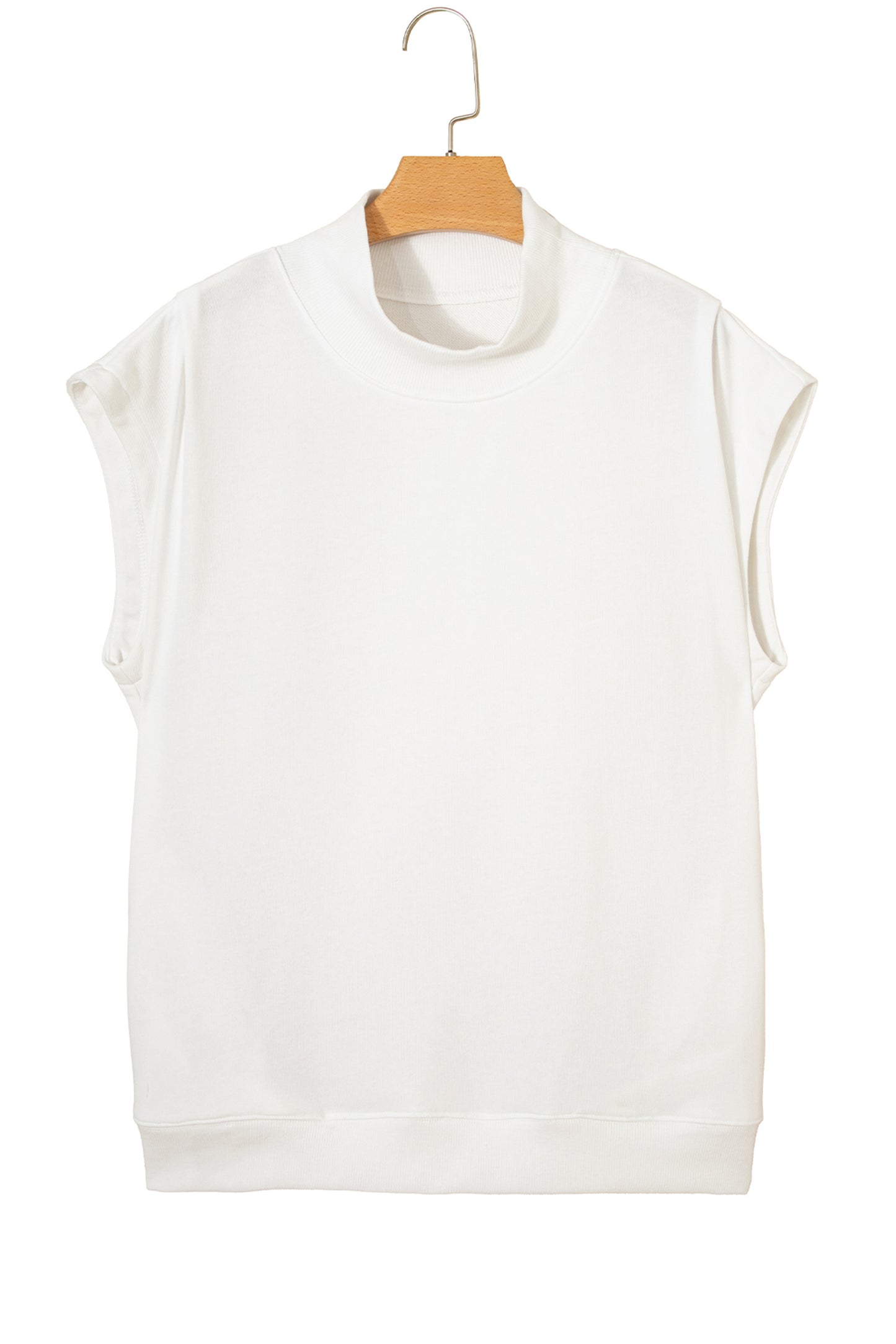 High Neck Cap Sleeve Loose Casual Top