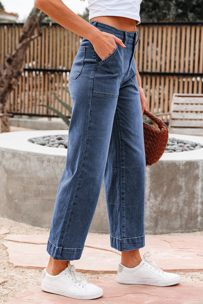 Breen Cropped High Rise Wide Leg Denim Pants