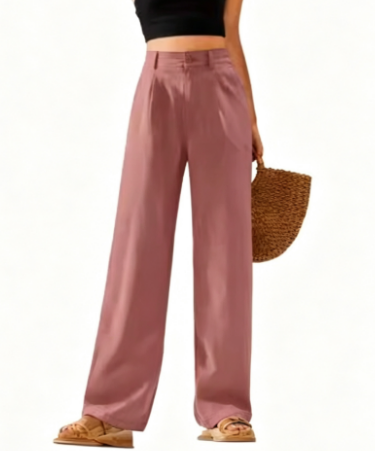 Womens High Waisted Wide Leg Cotton Casual Pants