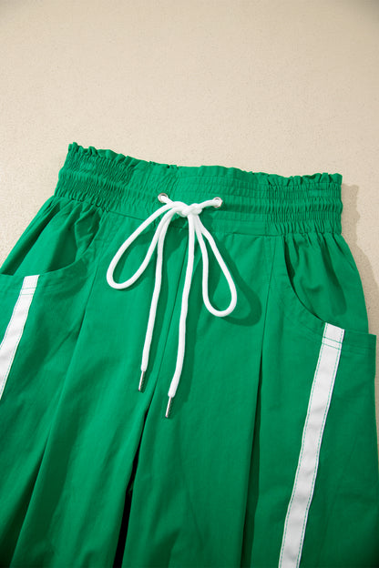 Game Day Side Stripe Drawstring Cropped Wide Leg Pants