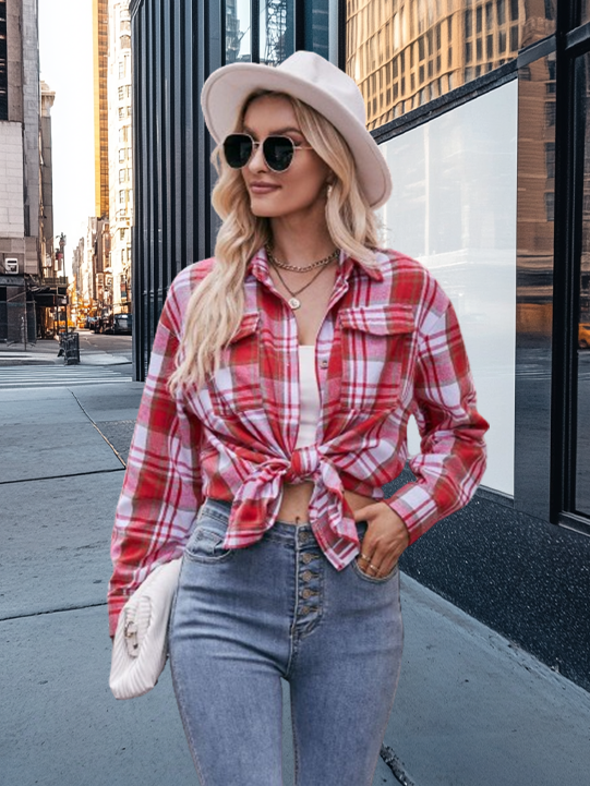 Casual Fashion Plaid Shirt in Oversized Loose Fit for Fall and Winter