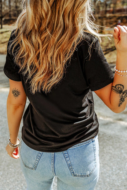 Black Holly Candy Cane Christmas Sequin Graphic T Shirt