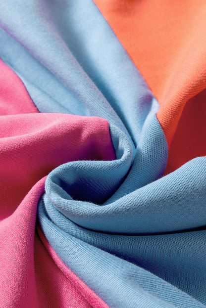 Mauve Colorblock Drop Shoulder Oversized Sweatshirt