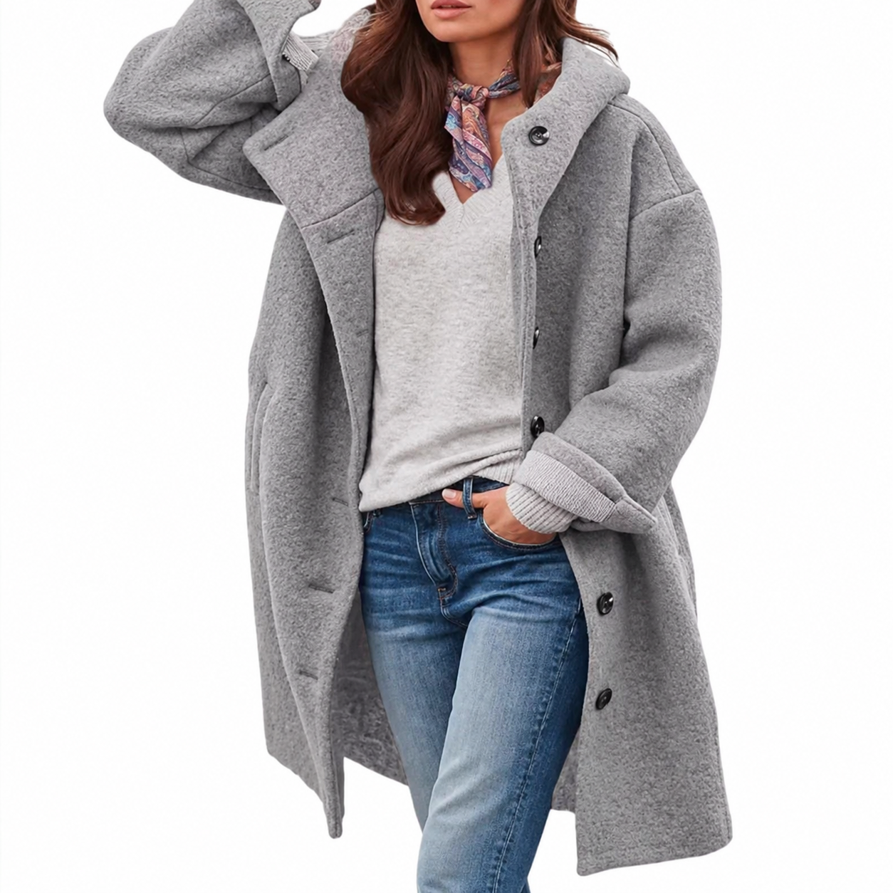 Women's Oversized Fleece Coat Button Front Winter