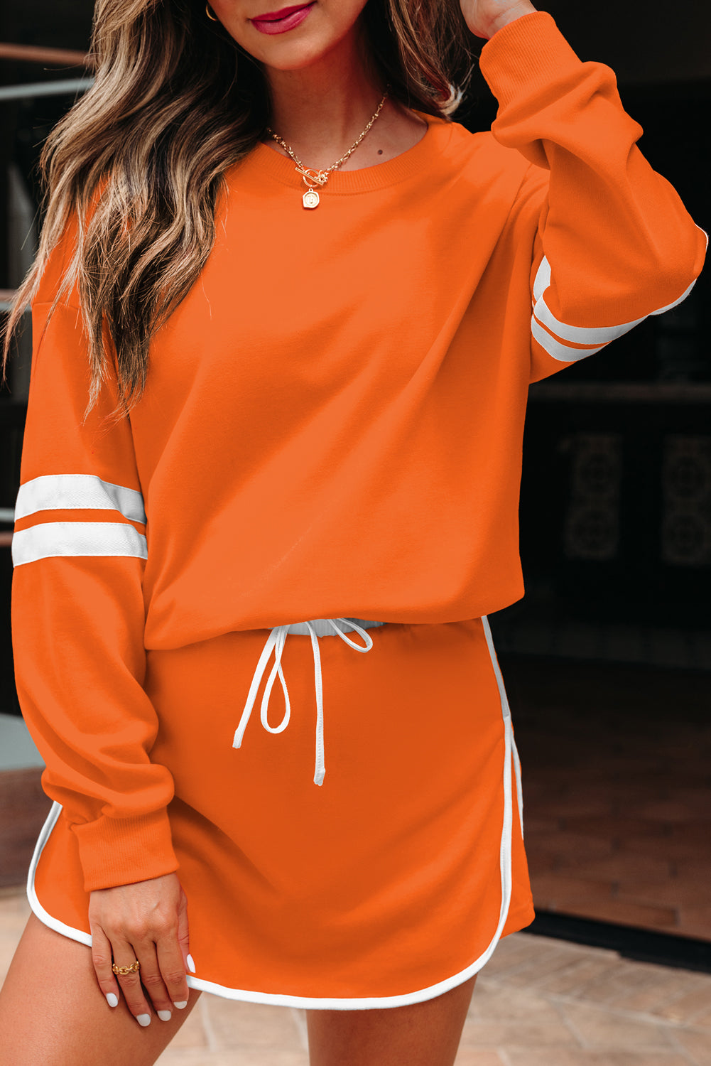 Orange Game Day Varsity Sweatshirt & Skort Set