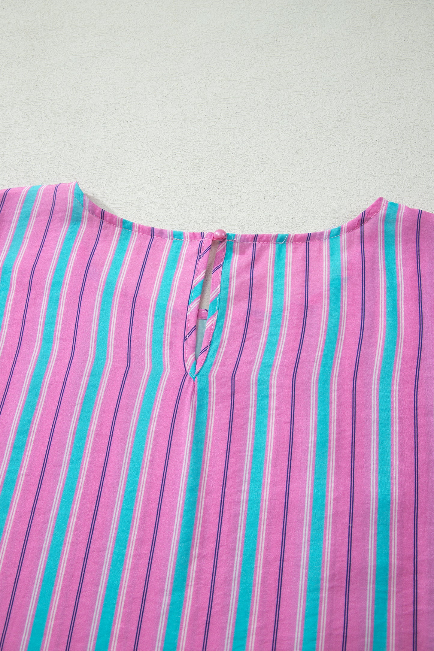 Pink Stripe Puff Sleeve Two Piece Shorts Set