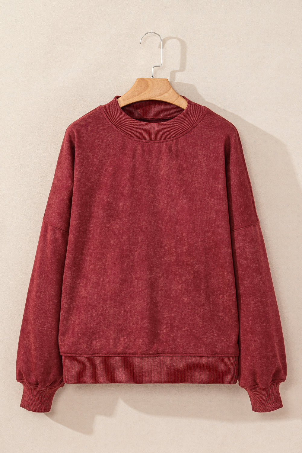 Washed Green Drop Shoulder Crewneck Sweatshirt for Women