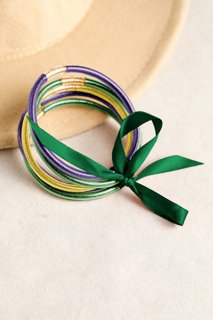 Mardi Gras Glitter Jelly Bangle Bracelet Set 5pcs