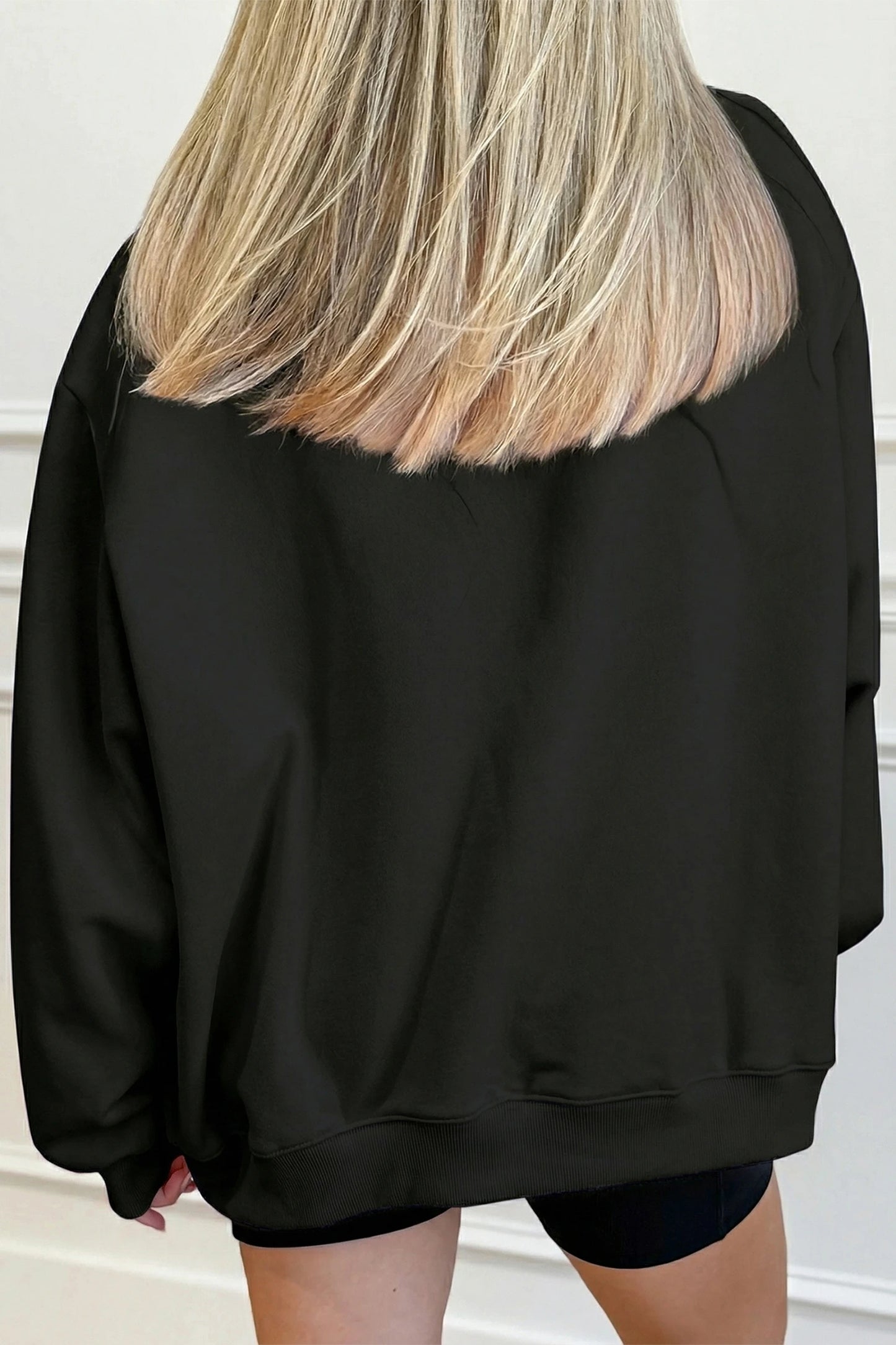 Oversized Mock Neck Sweatshirt Drop Shoulder Pullover