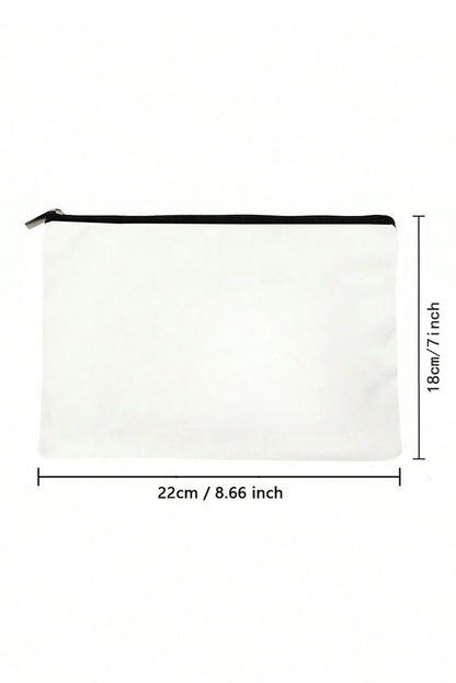 White TEACHER Graphic Print Zipper Cosmetic Bag