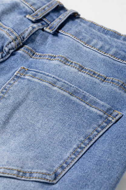 Western Embroidered Flare Jeans Frayed Hem Bootcut Denim
