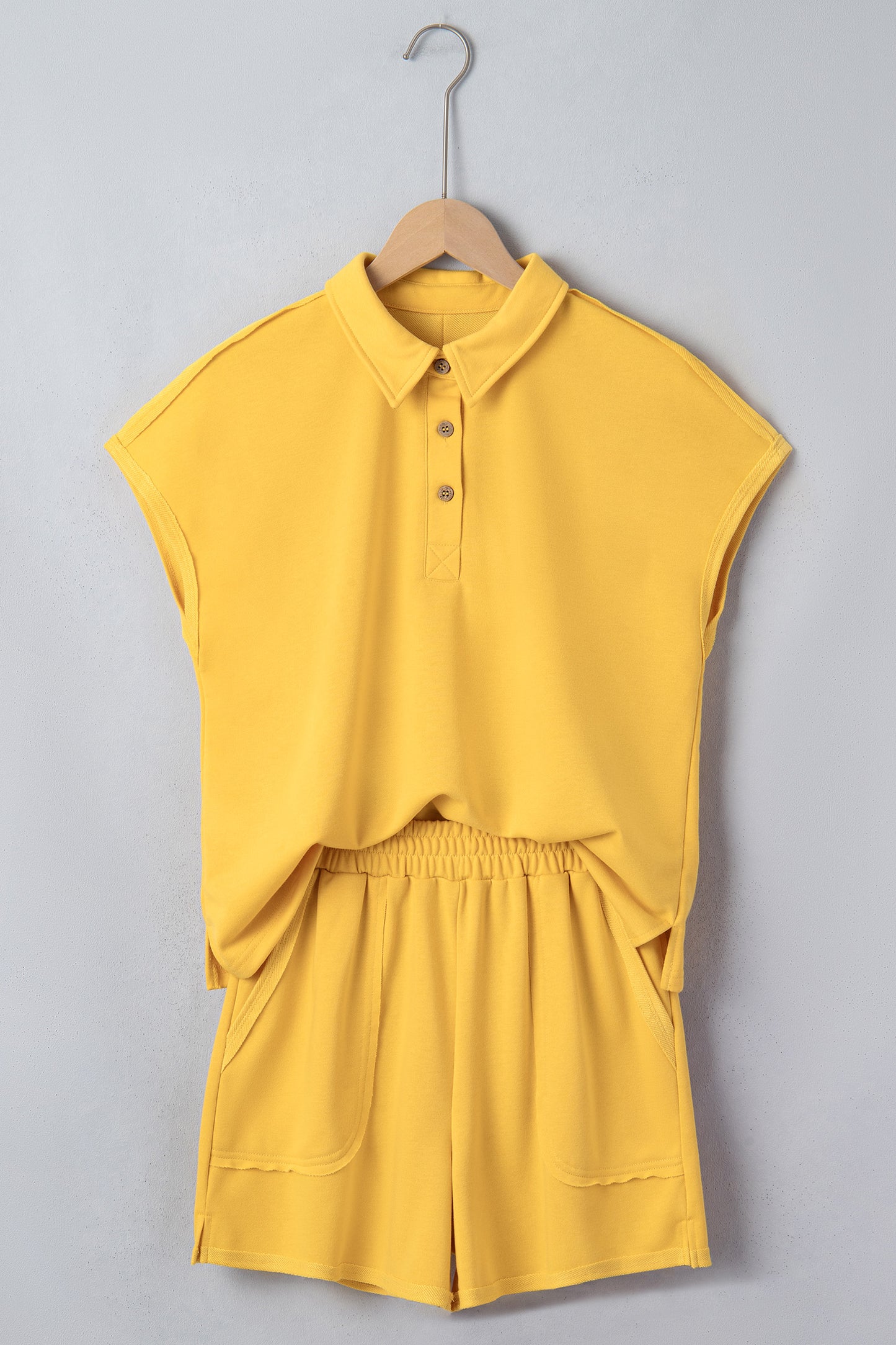 Polo Collar Lounge Set Loose Top and Shorts Outfit