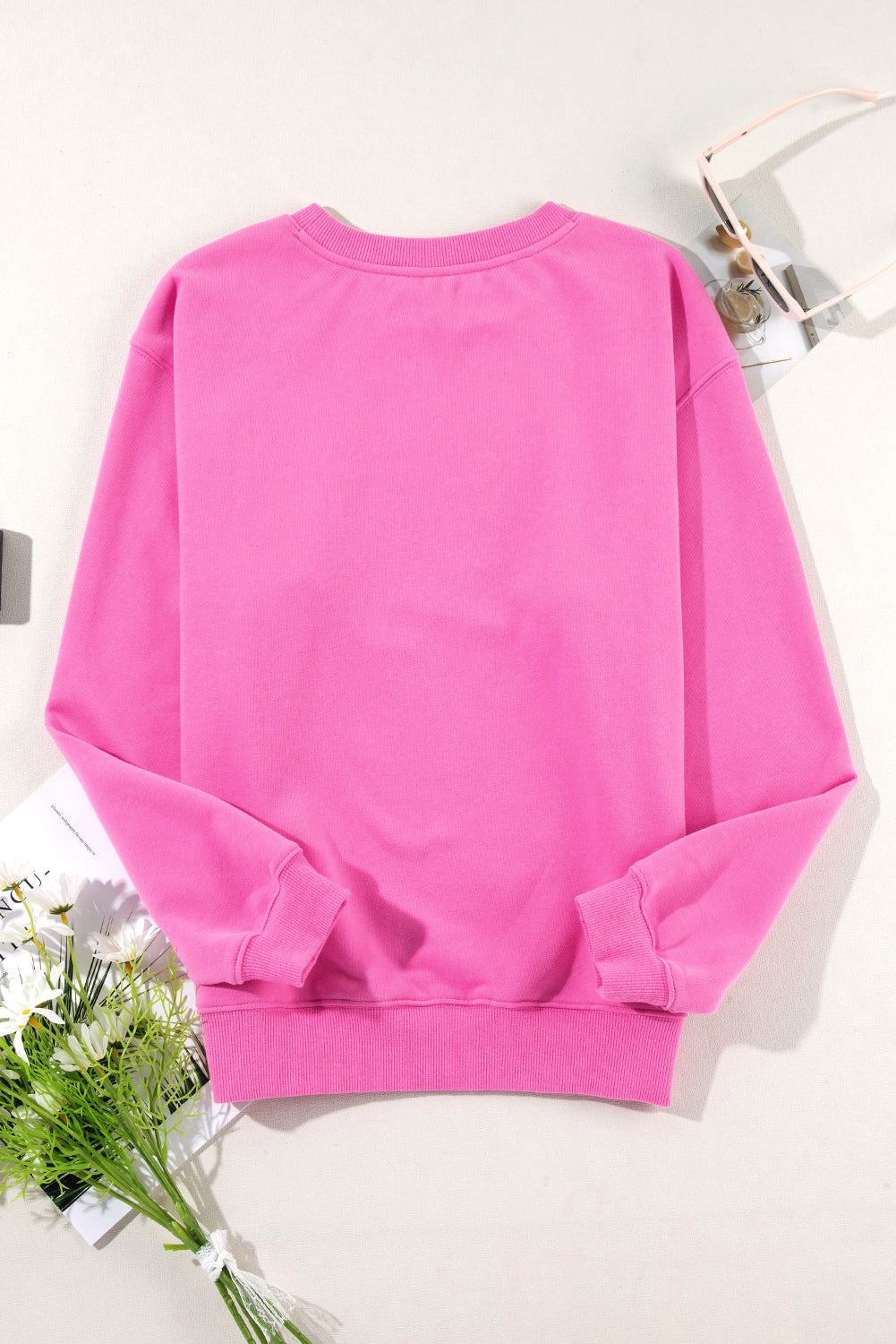 Solid Fleece Lined Drop Shoulder Terry Sweatshirt