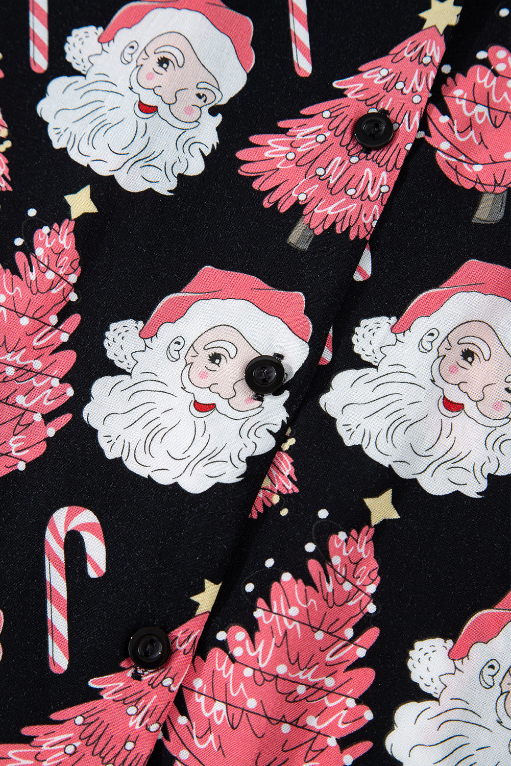 Black Christmas Santa Printed Two Piece Pajamas Set