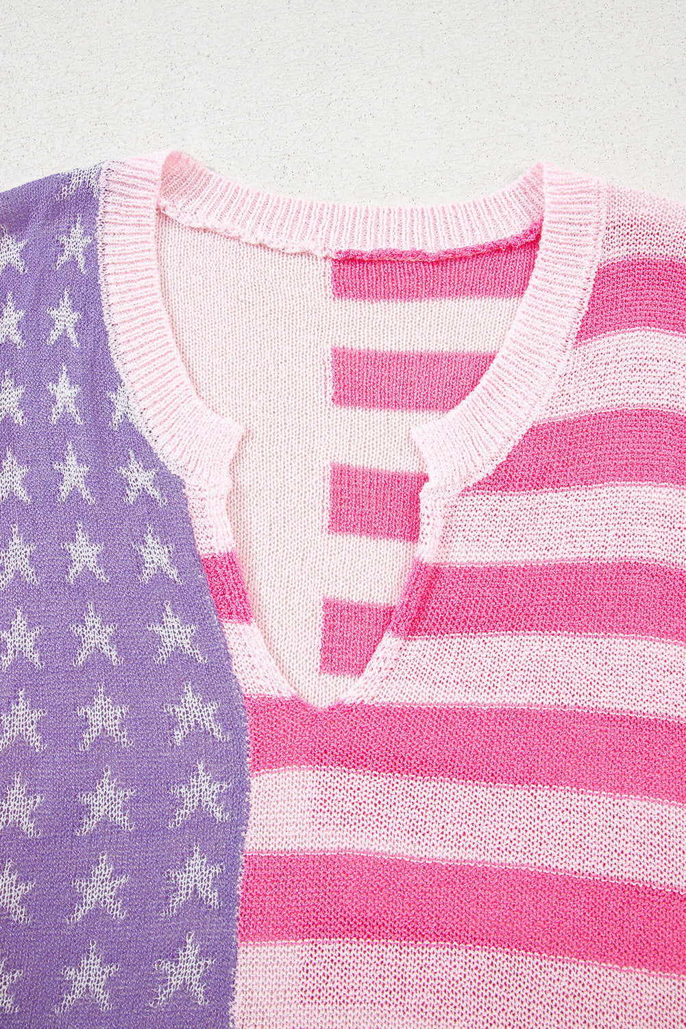 Pink USA Flag Stripe Notched Neck Sweater Vest