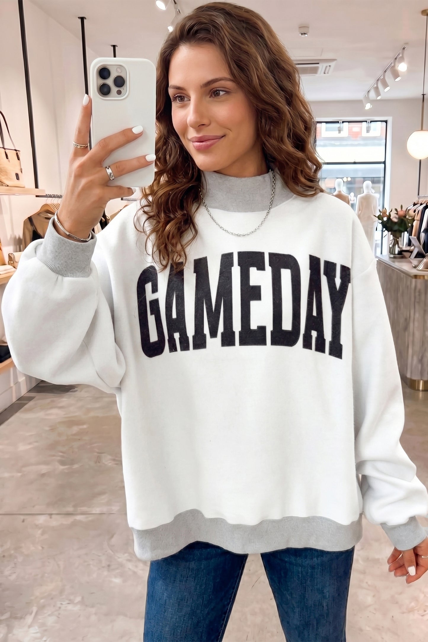 Gameday Graphic High Neck Reversible Sweatshirt