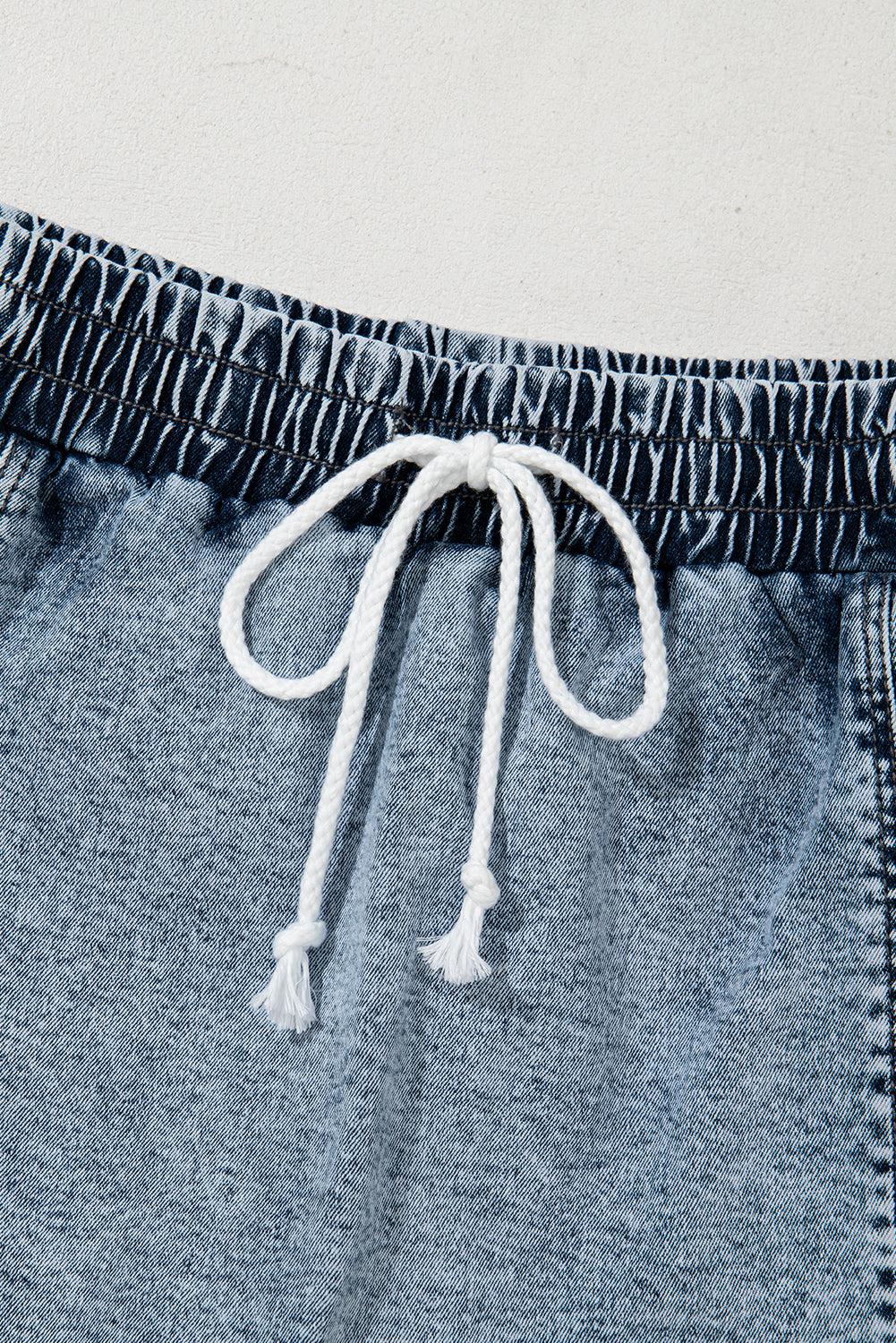 Dusk Blue Denim Skort Elastic Waist Drawstring Shorts