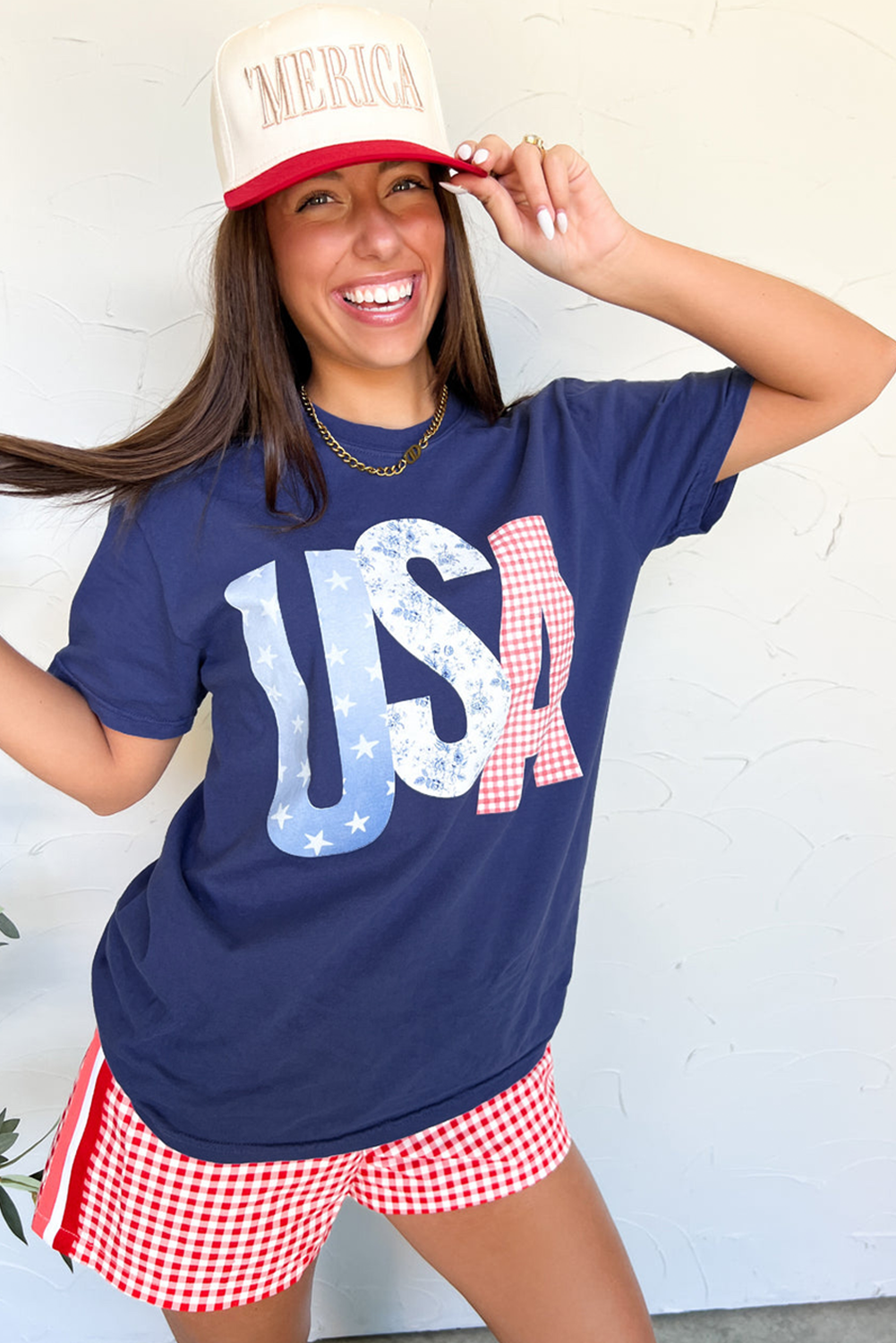 USA Graphic Tee Flag Day Independence Casual Top