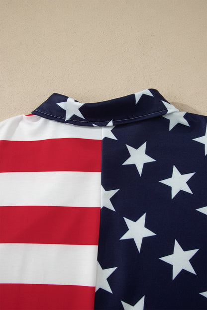 4th of July American Flag Oversized Quarter Zip Sweatshirt