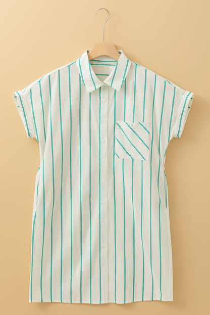 Mint Green St Patrick’s Striped Short Sleeve Shirt Dress