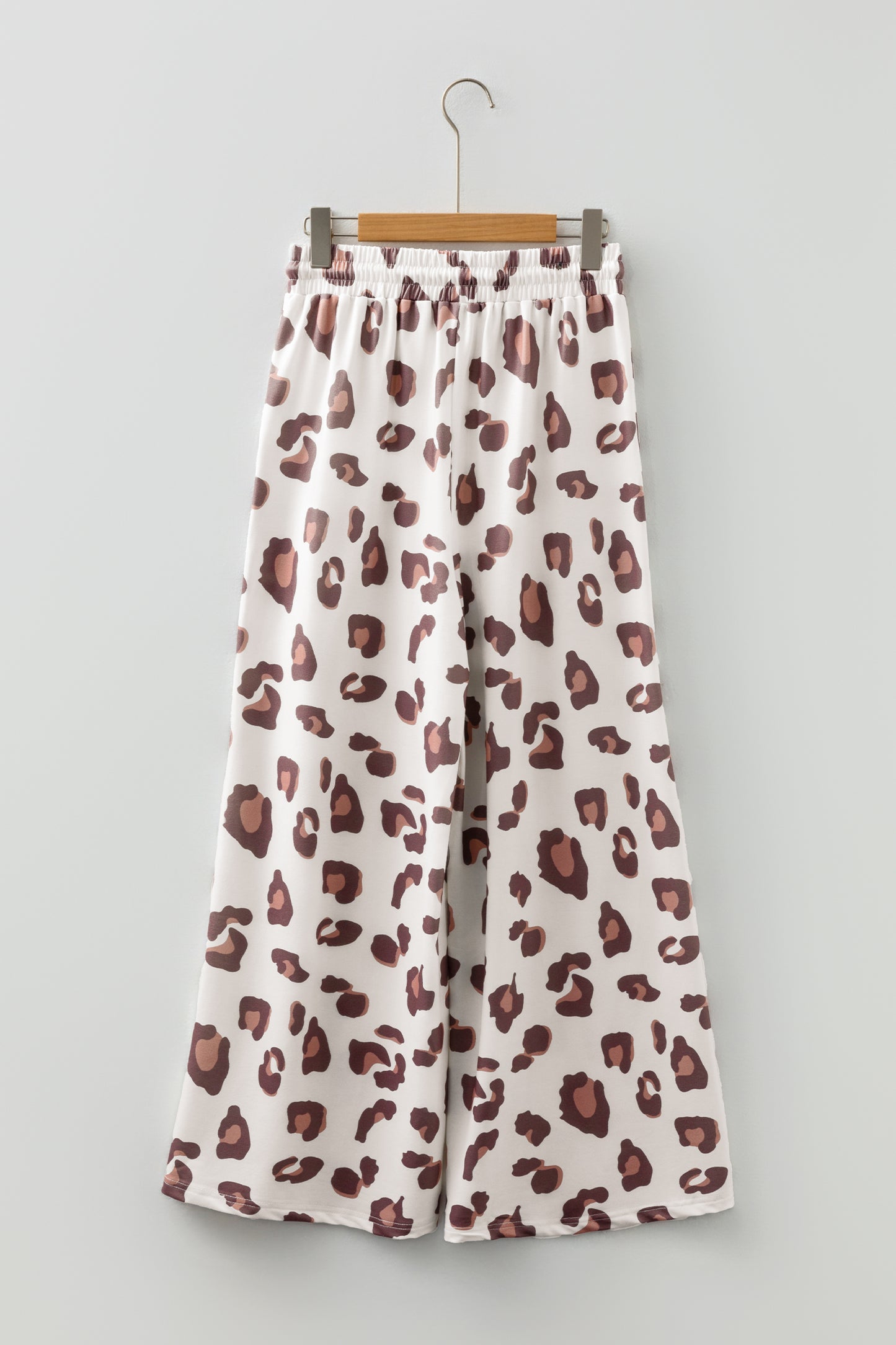 Leopard Print Wide Leg Drawstring Pants with Pockets