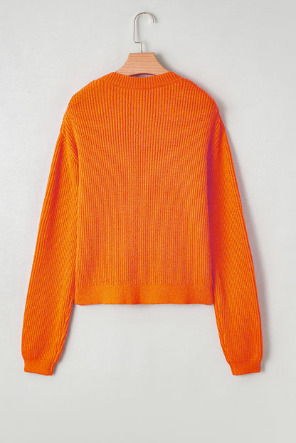 Orange Thankful for My Queens Ribbed Knit Sweater