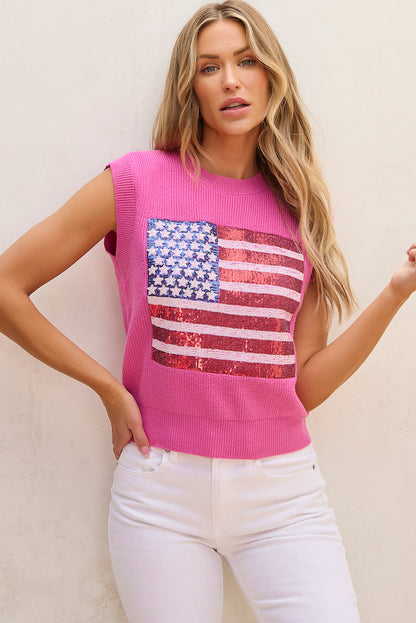 Bonbon Sparkling American Flag Knitted Vest