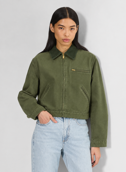 Women's Cropped Barn Jacket Vintage Workwear Zip