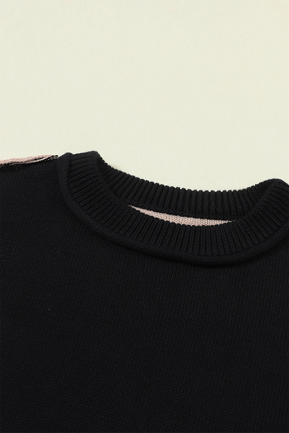 Colorblock Bishop Sleeve Ribbed Knit Sweater