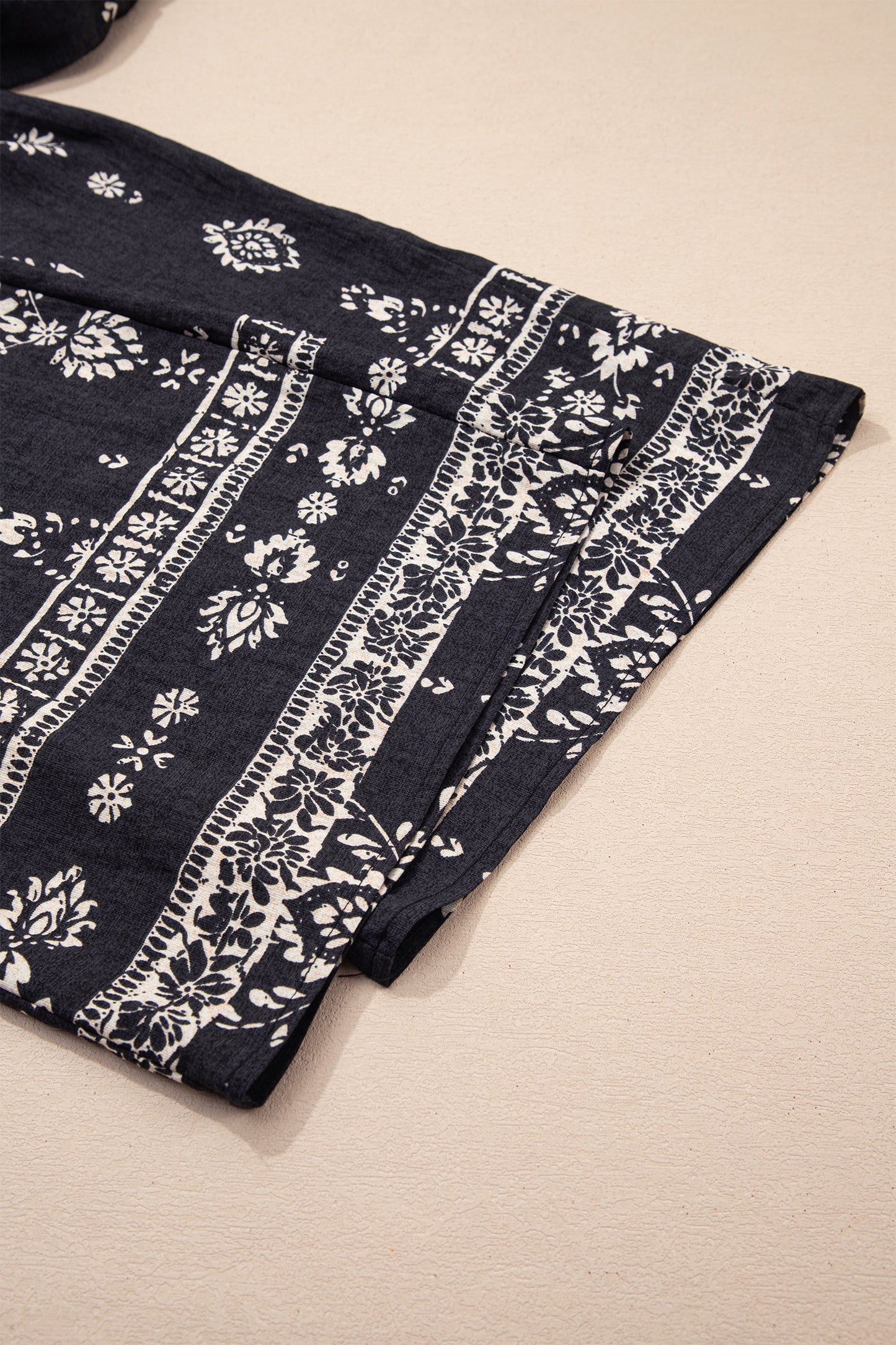 Black Boho Print Spaghetti Strap Wide Leg Jumpsuit