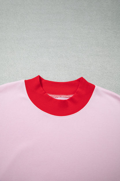 Contrast Trim Relaxed Fit Plus Size Sweatshirt