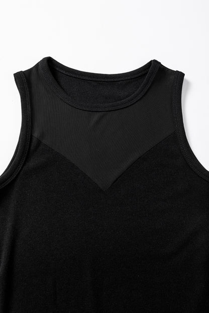 Black Sheer Mesh Sleeveless Bodysuit Boutique Style