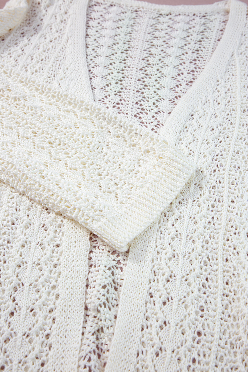 Chic Hollow Out Knit Cardigan with Drop Shoulders