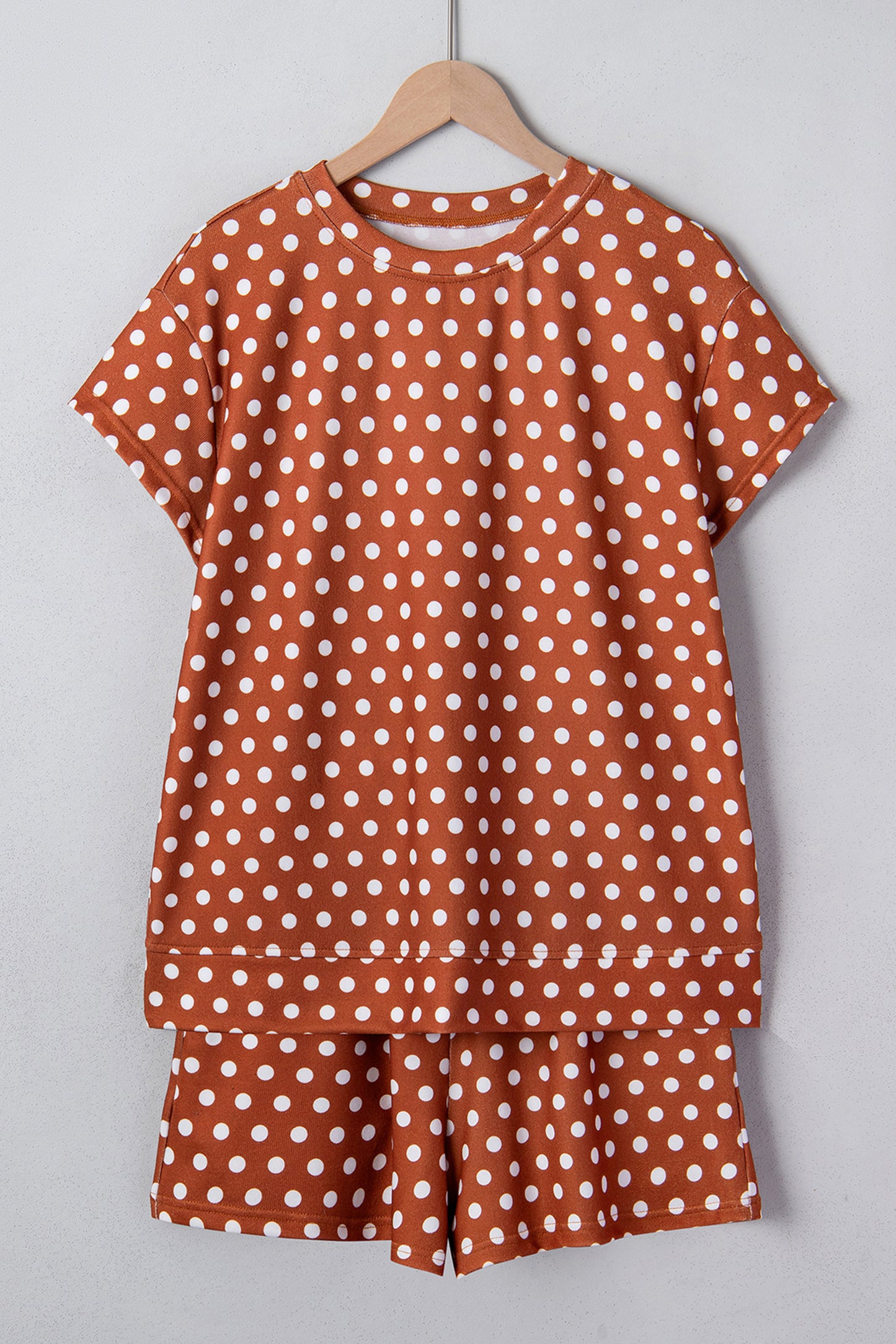 Polka Dot Lounge Short Set Casual Two Piece Outfit