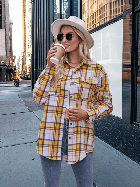 Casual Fashion Plaid Shirt in Oversized Loose Fit for Fall and Winter