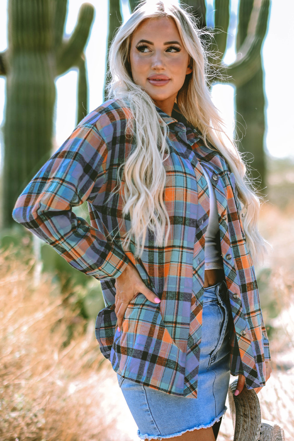 Vintage Plaid Button Down Shirt – Western Fall Layering Top