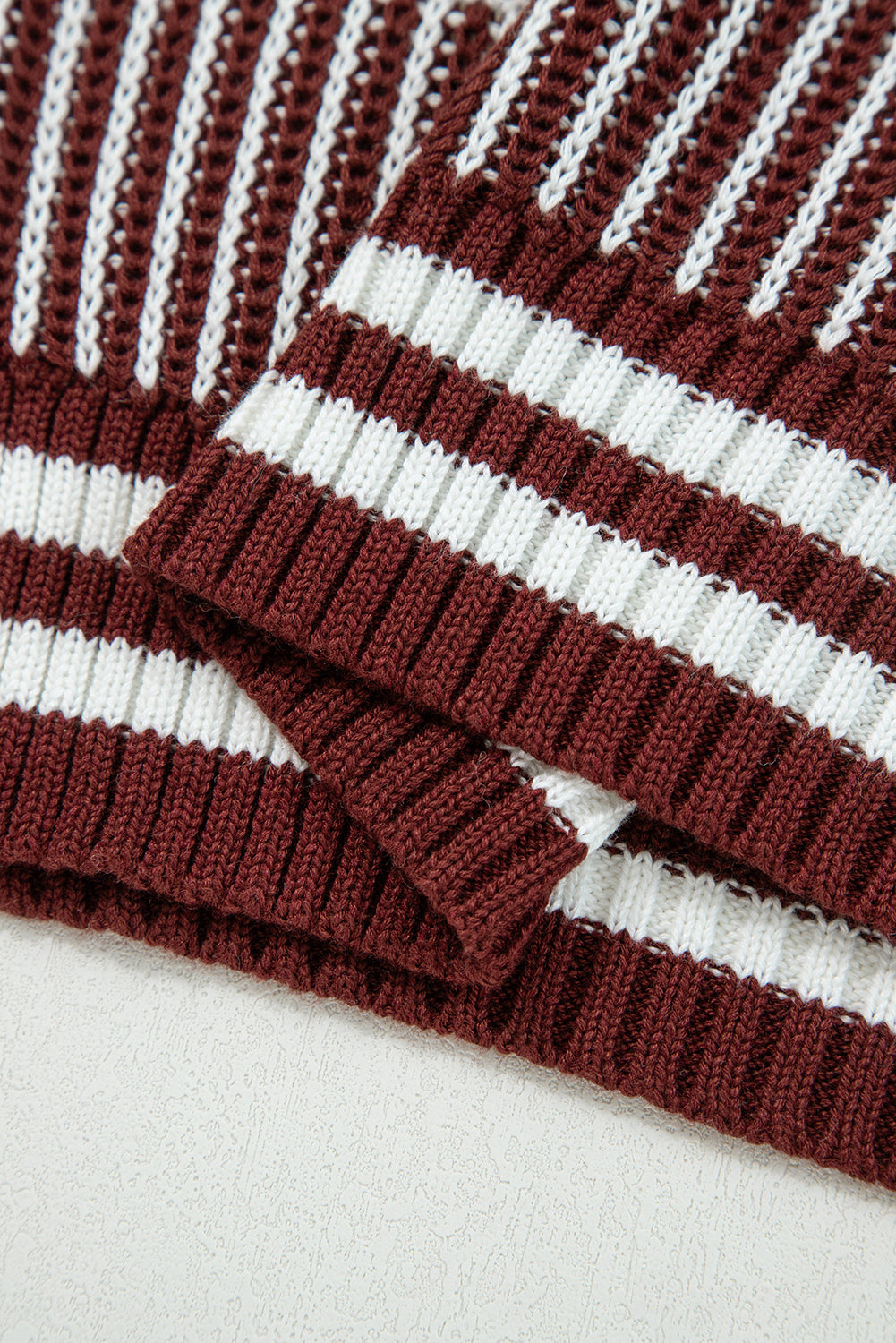 Two Tone Striped Patchwork Drop Shoulder Loose Sweater