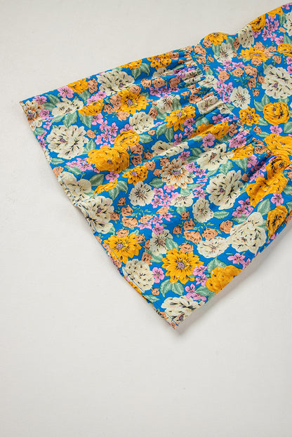 Floral Wide Leg Jumpsuit Cutout High Waist Boho Style