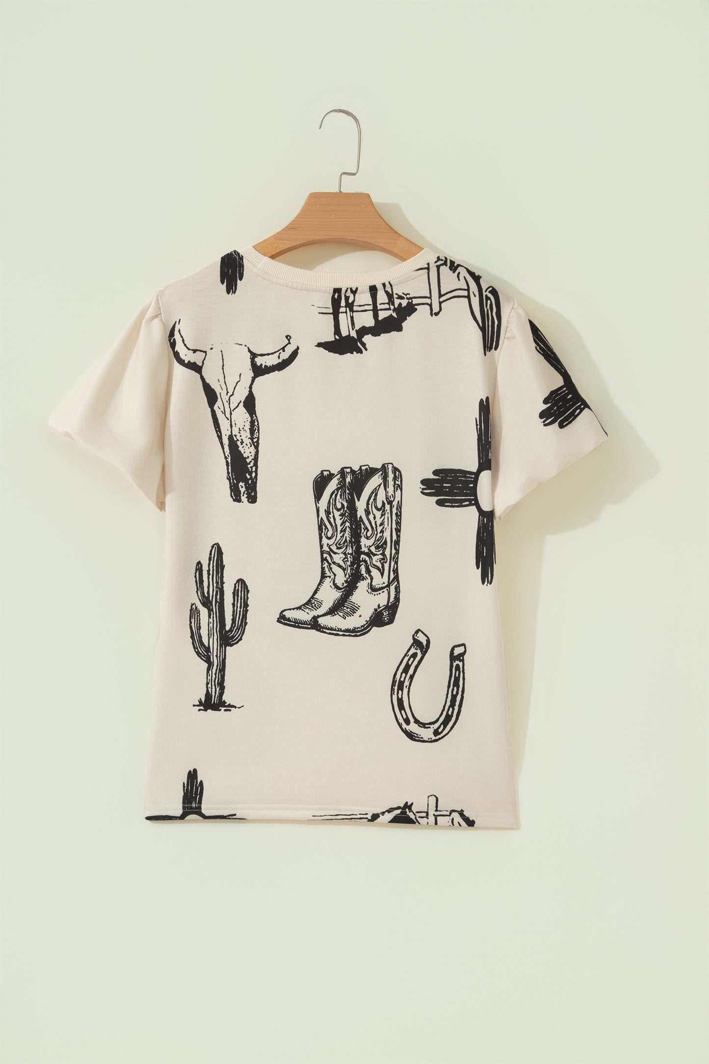 Beige Western Graphic Cowboy Boots Cactus Vintage Tee