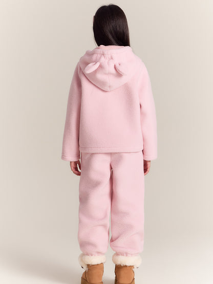 Kids Fleece Coat & Pants Set, Warm Lamb Wool Winter Outfit
