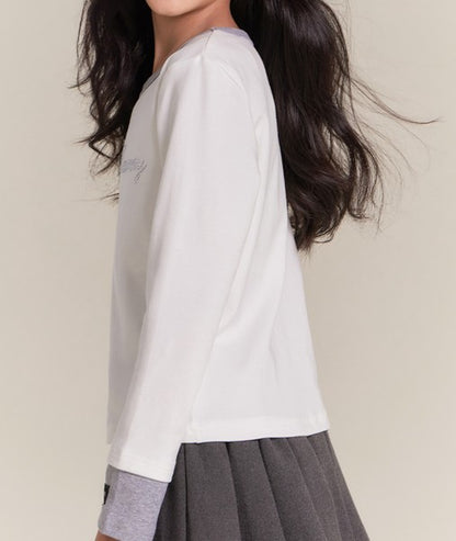 Girls Classic Solid Long Sleeve Crewneck Top