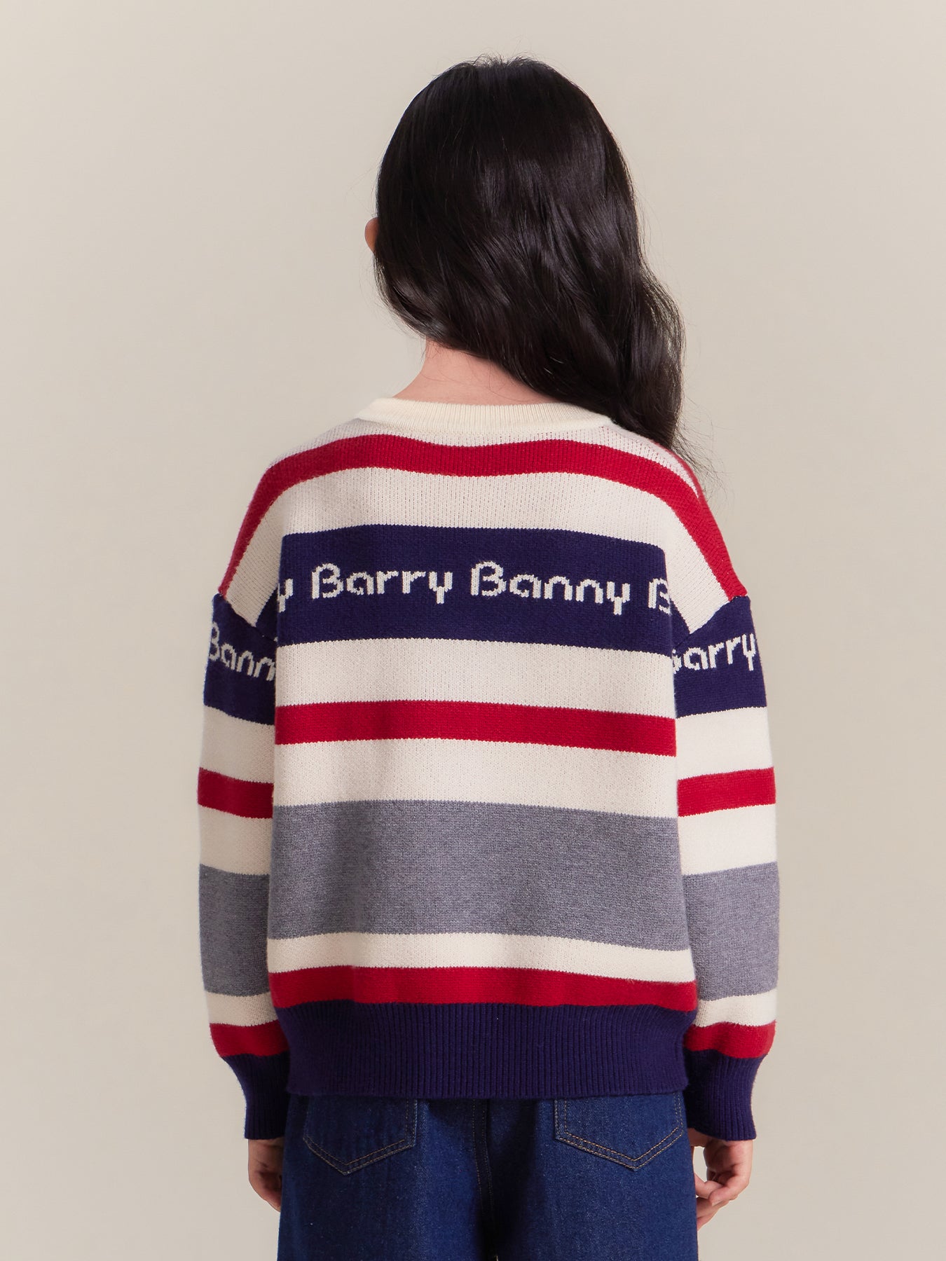 Girls Thick Knit Crew Neck Sweater with Cherry Design