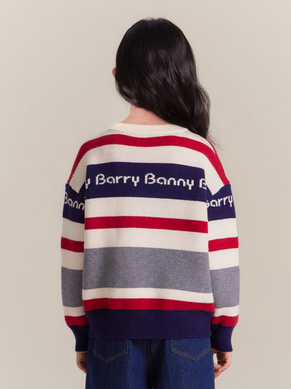 Girls Thick Knit Crew Neck Sweater with Cherry Design