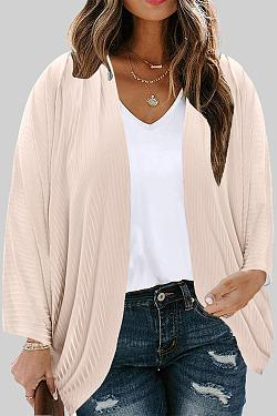 Large Size Threaded Cardigan Thin Loose Casual Solid Color Knit Sweater Women Plus Size