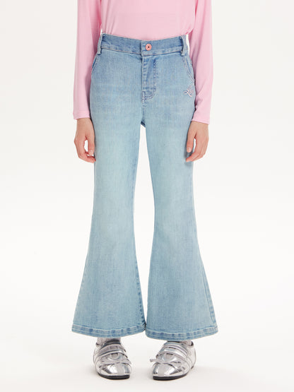 Embroidered High-Waisted Flare Jeans for Girls