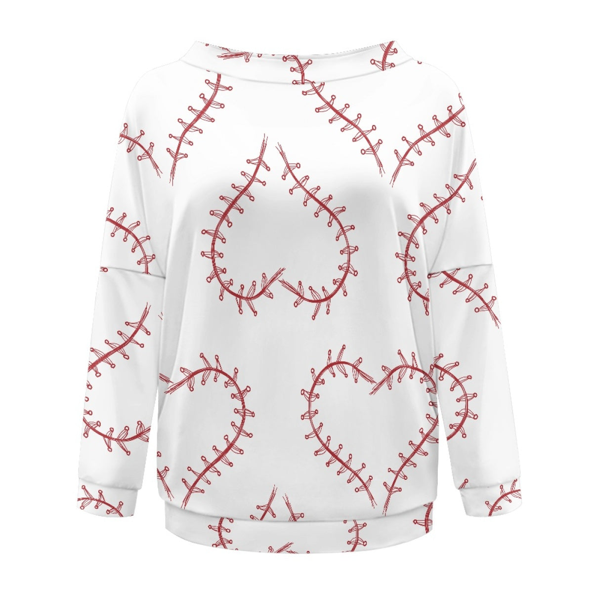 Heart Striped Baseball Long Sleeve Pullover Women's Top