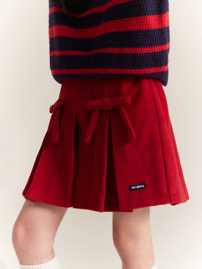 Girls Bow Pleated Skirt Shorts Casual School Outfit
