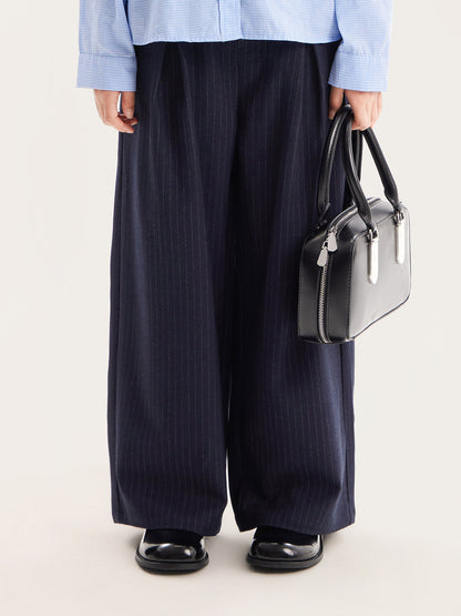 Girls Striped Wide Leg Trousers Casual Loose Pants